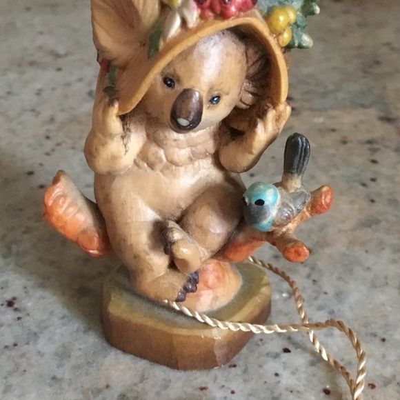 Vintage ANRI Sarah Kay Wooden 3” Koala Bear With Hat Figurine Made in Italy - Picture 11 of 13